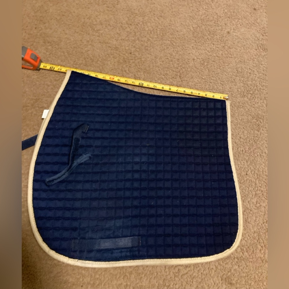 Blue with cream trim dressage pad